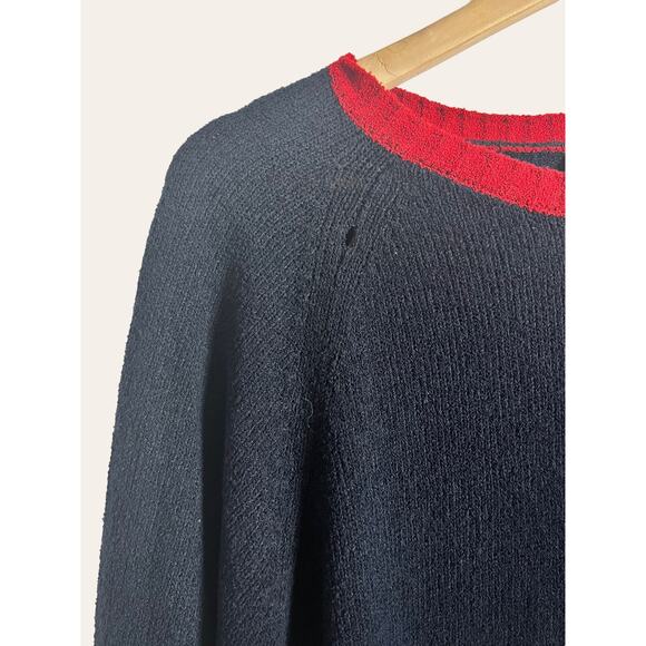 Eleventy Black Red Colorblock Crewneck Cotton Blend Pullover Sweater Size XL - Picture 3 of 9